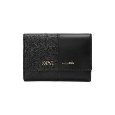 LOEWE Women's Vertical Wallet Small Smooth Calf & Grain Calf "Black"