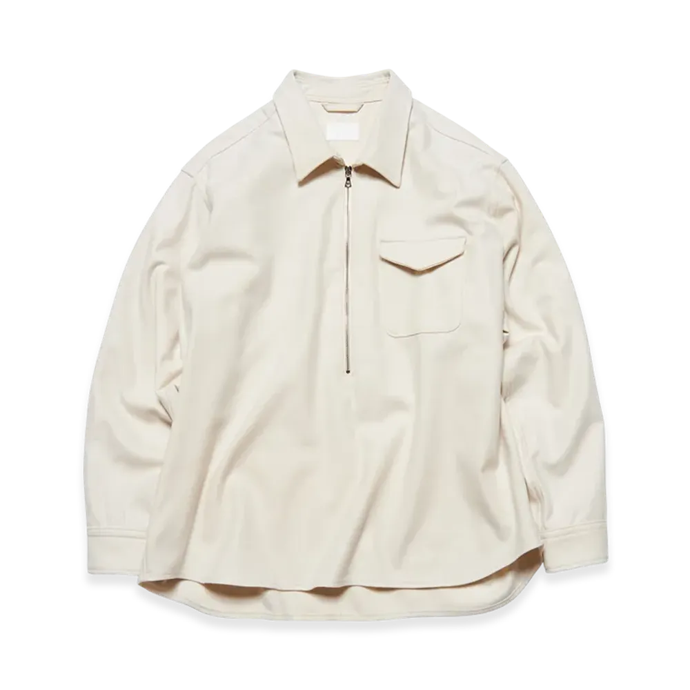 SOPHNET. Light Melton Wool Half-Zip Shirt "Off White"