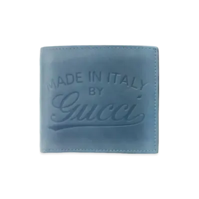 GUCCI Bi-Fold Wallet Vintage Gucci Logo Leather "Blue"