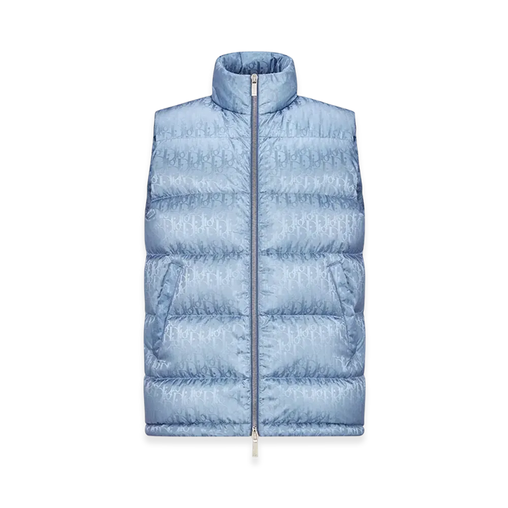 Dior Technical Jacquard Oblique Down Vest "Blue"
