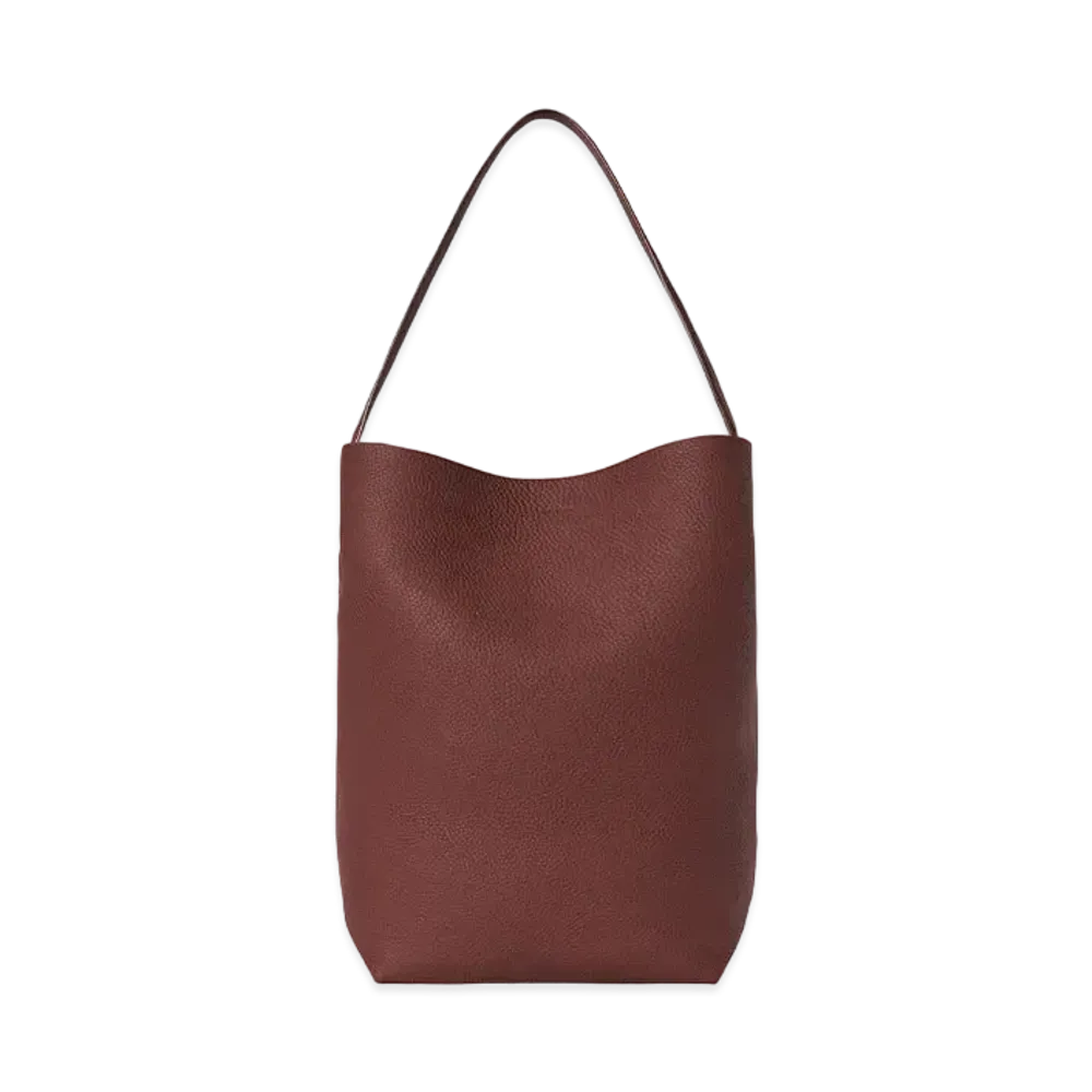 The Row Large N/S Park Tote Bag in Leather "Burnt Wood"