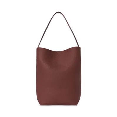 The Row Large N/S Park Tote Bag in Leather "Burnt Wood"