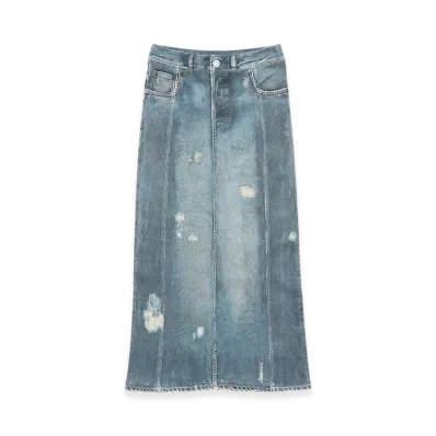 Acne Studios Rib Cotton Print Skirt "Denim Blue"