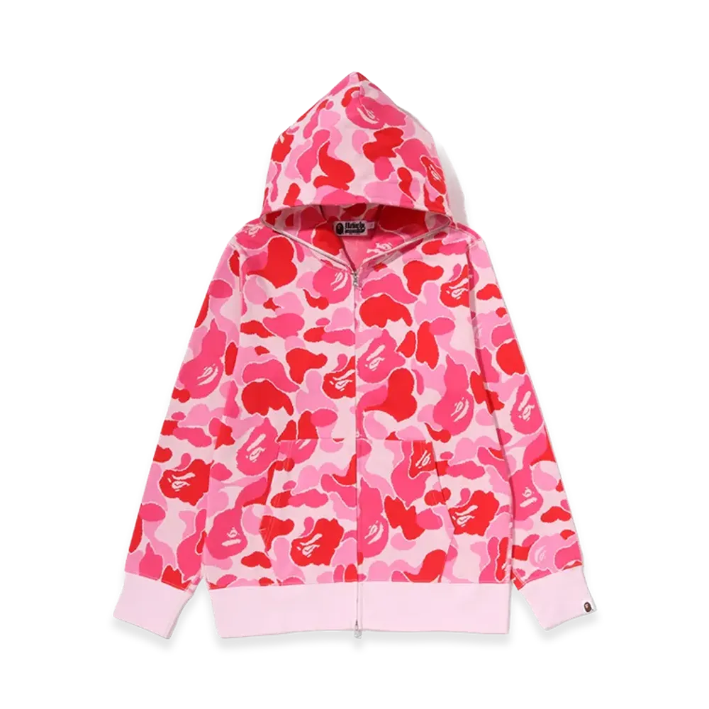 A BATHING APE ABC Camo Jacquard Full Zip Hoodie "Pink"