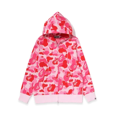 A BATHING APE ABC Camo Jacquard Full Zip Hoodie "Pink"