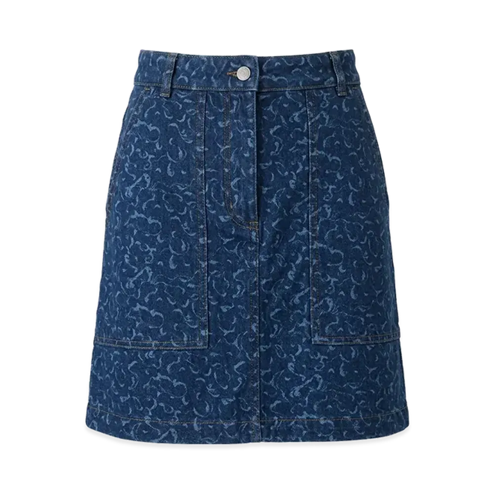 Maison Kitsune Women's Denim Mini Skirt "Laserprint"
