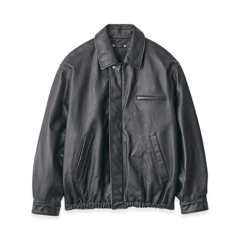 ssstein Cow Leather Vintage Zip Jacket "Black"