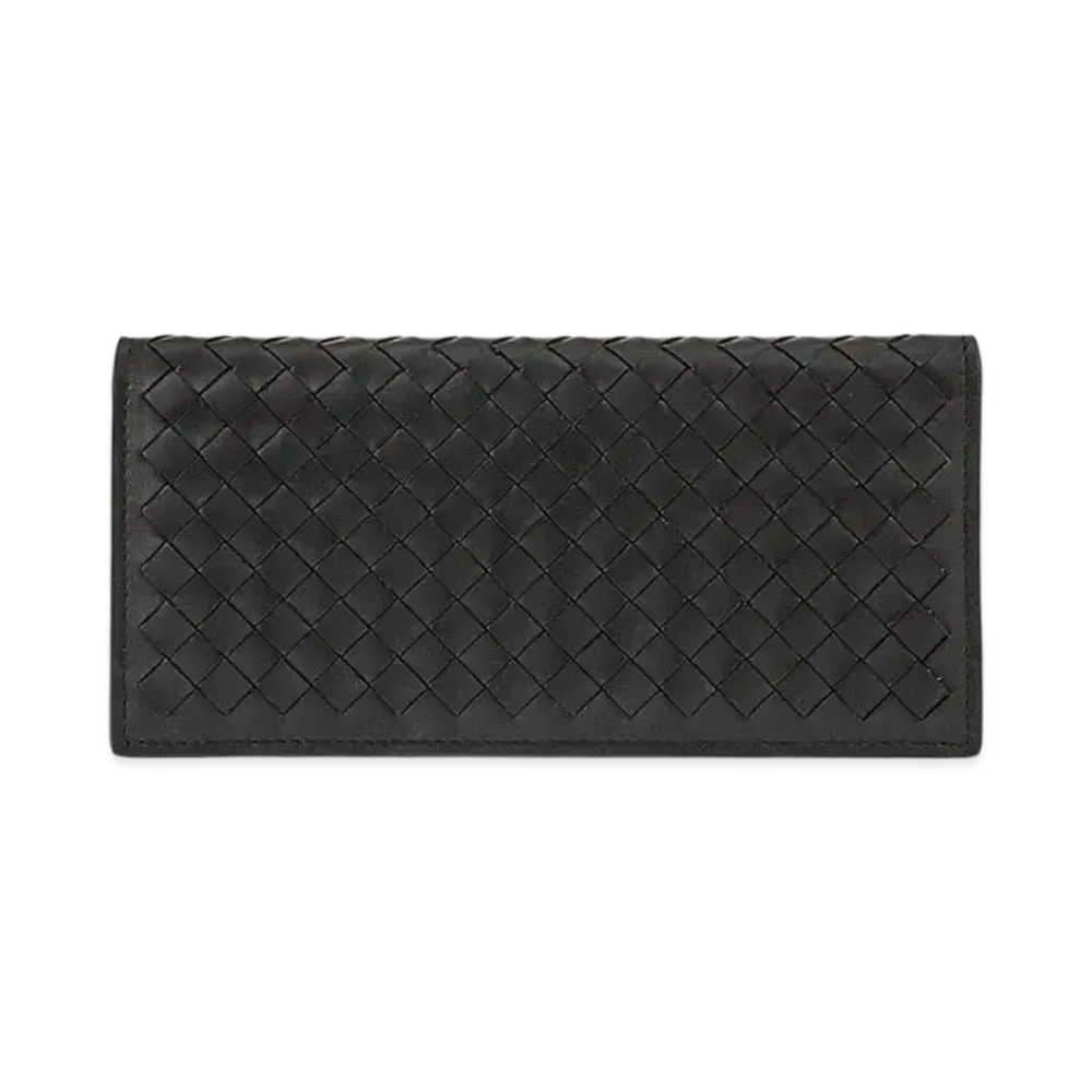 Bottega Veneta Intrecciato Leather Long Fold Wallet "Black"