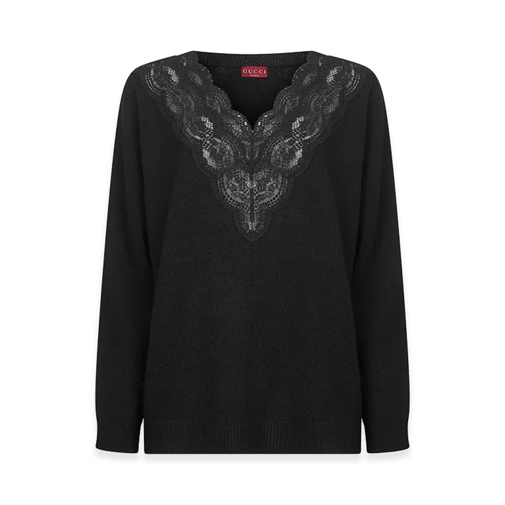 GUCCI Women's Wool Blend Oversize Sweater "Black"