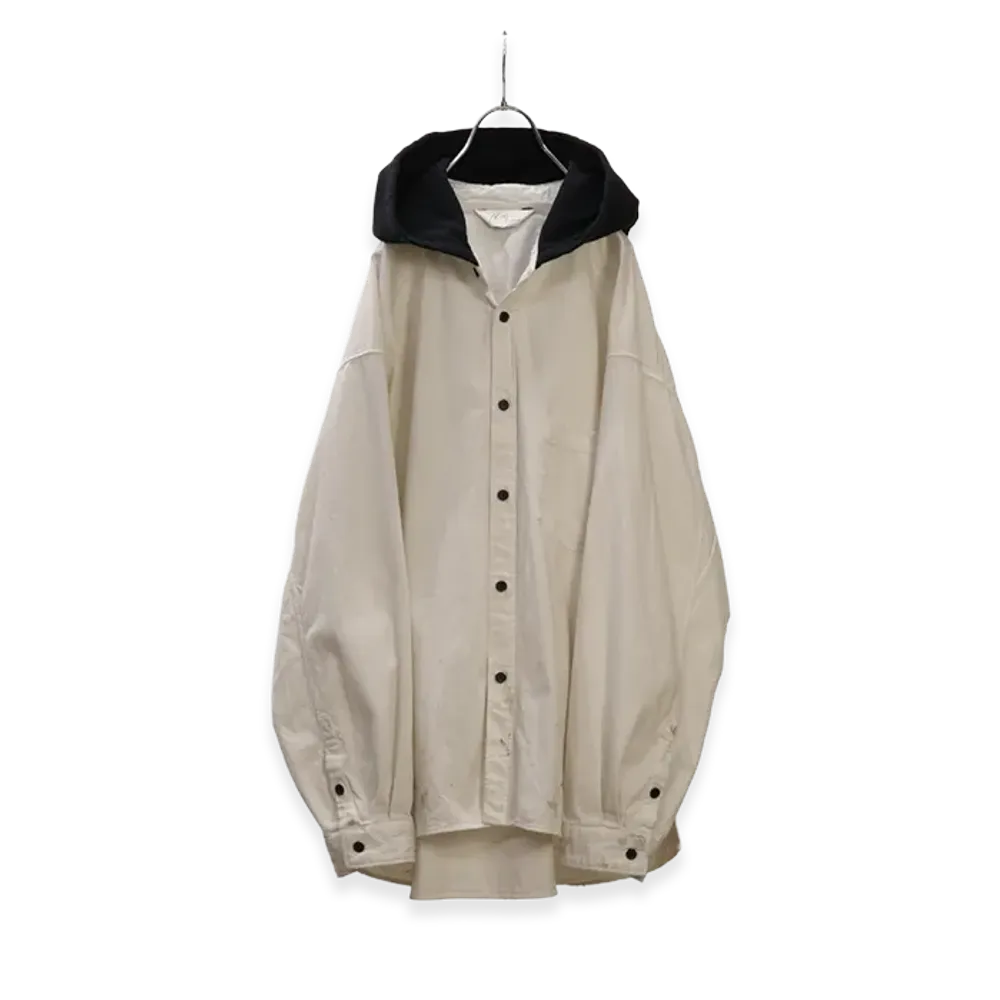 ANCELLM Denim Hoodie Shirt "White"