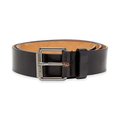 Diesel B-Flag 4Cm Leather Belt With Fifth Pocket Logo Flag "Black"