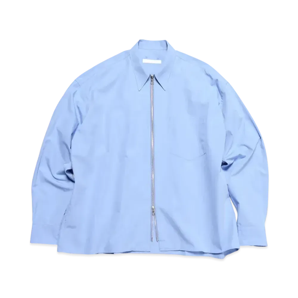 SOPHNET. Organic Cotton Zip Shirt "Light Blue"