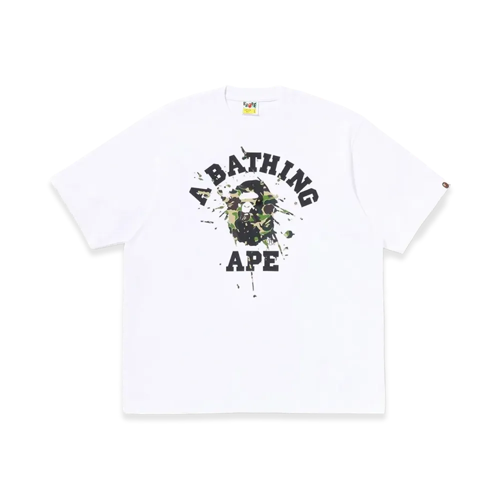 A BATHING APE ABC Camo Splash College Relaxed Fit Tee "White"