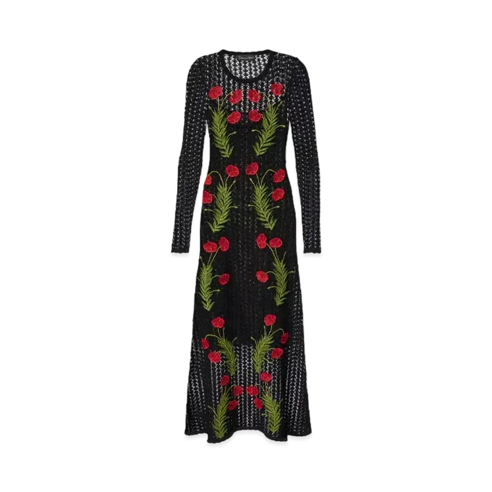 Ron Herman 15th Anniversary Oscar de la Renta Carnation Knit Dress "Black"