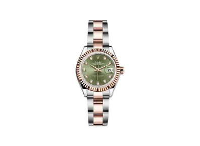 ROLEX Date-Just 28 Olive Green Dial 10P Diamonds 279171G