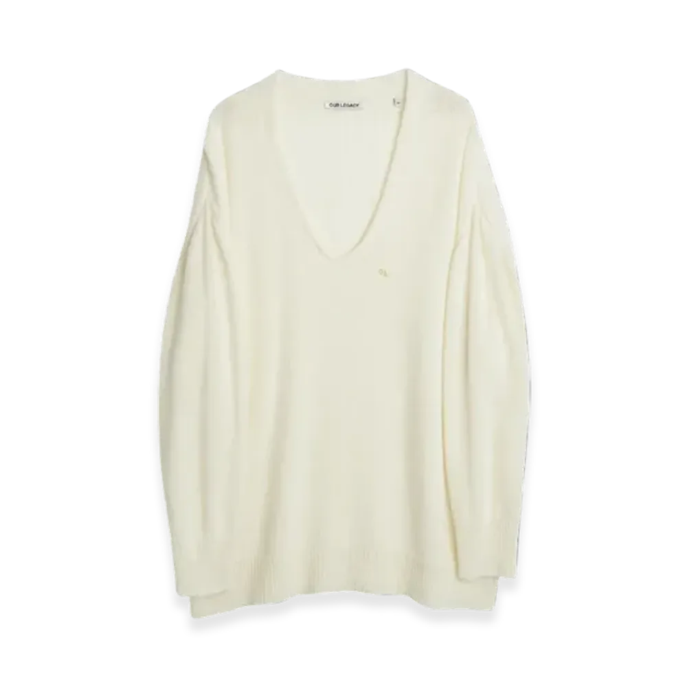 OUR LEGACY Women's Big V-Neck Knit Acrylic "Funky White"