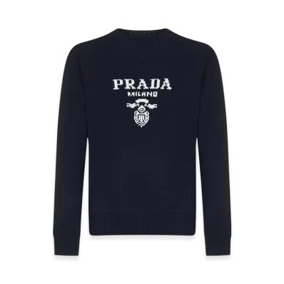 PRADA Wool Cashmere Crewneck Sweater "Navy"