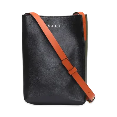 Marni Tumbled Leather Museo Tote Bag "Black"
