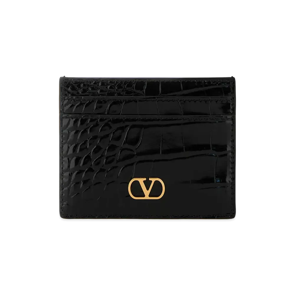 Valentino Women's Leather Vlogo Card Holder "Black"