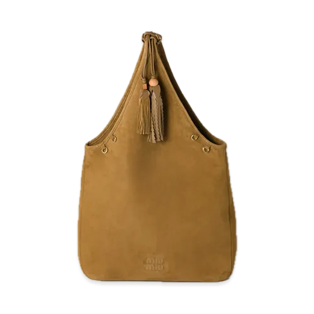 MIU MIU Suede Handbag with Tassels "Olive"