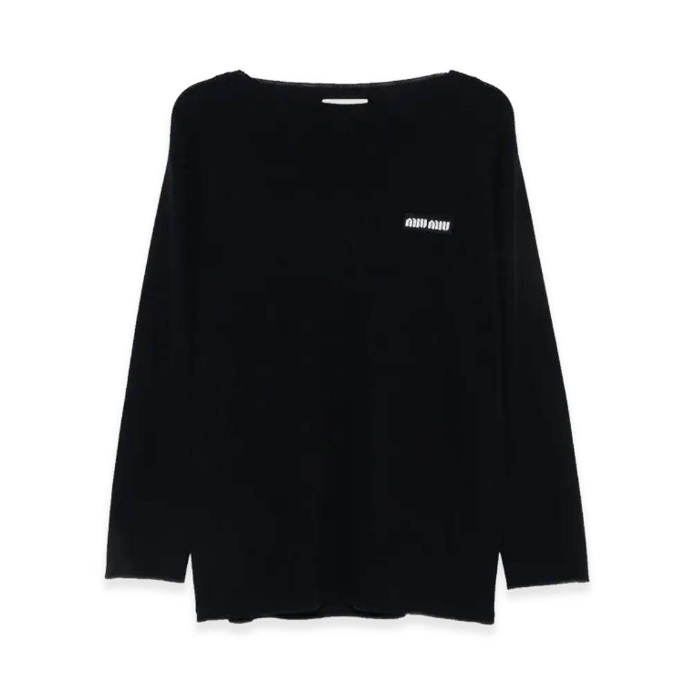 MIU MIU Women's Wool Oversize Sweater "Navy Blue"