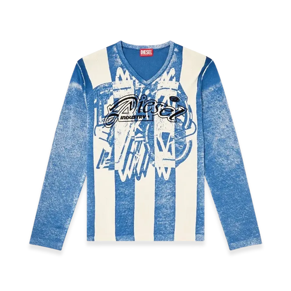 Diesel K-Oliba-V Inside-Print Striped Jumper "Blue White"