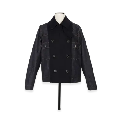 sacai Denim x Wool Melton Jacket "Indigo/Navy"