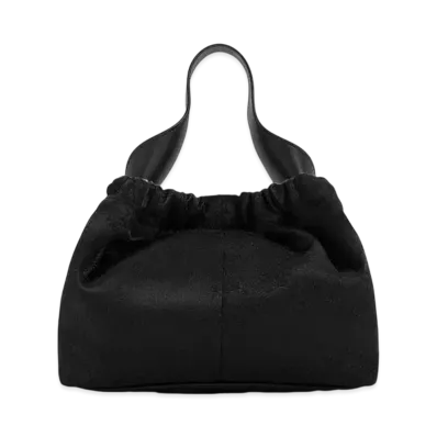 CHARLES & KEITH Allie Satin Floral Ruched Bag "Noir"