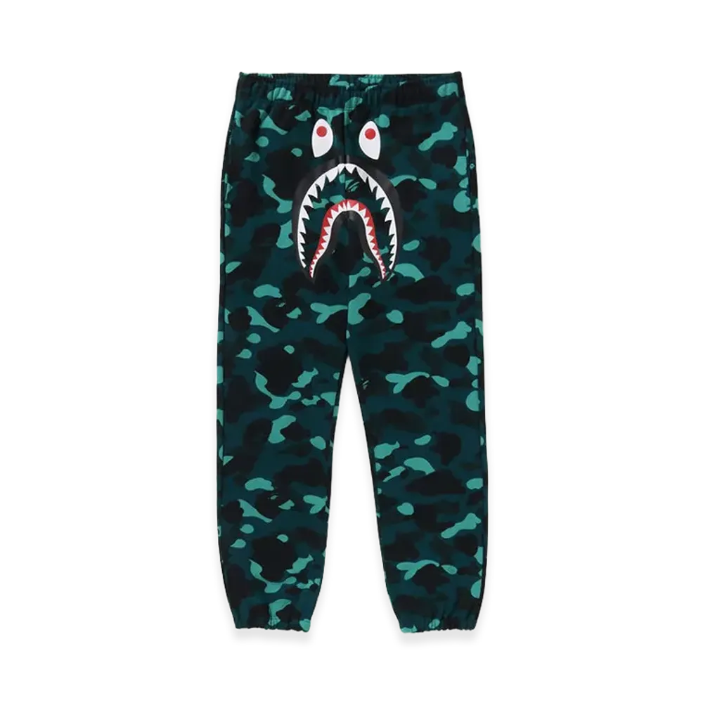 A BATHING APE Color Camo Shark Sweat Pants "Green"