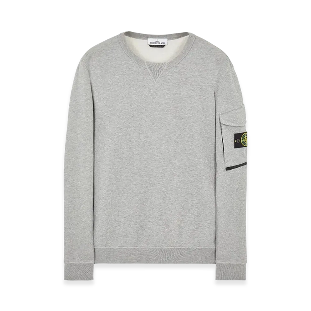 Stone Island 61151 Cotton Fleece Garment Dyed Crewneck Sweatshirt - 22SS "Melange Grey"