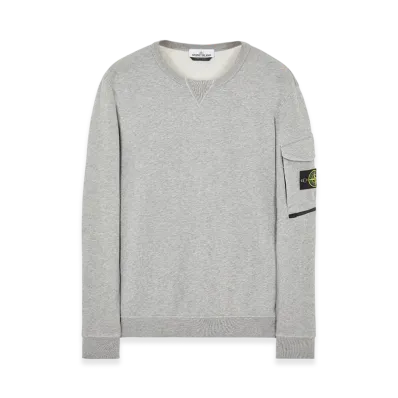 Stone Island 61151 Cotton Fleece Garment Dyed Crewneck Sweatshirt - 22SS "Melange Grey"