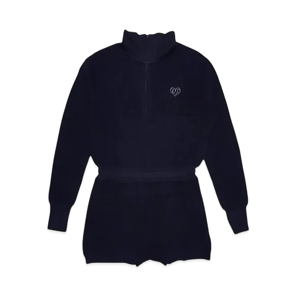 HTH knit romper op "NAVY"