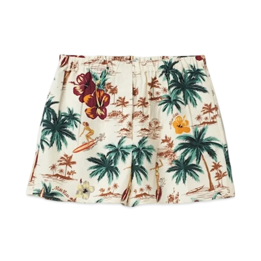 MIU MIU Women's Printed Silk Boxers "Ivory"