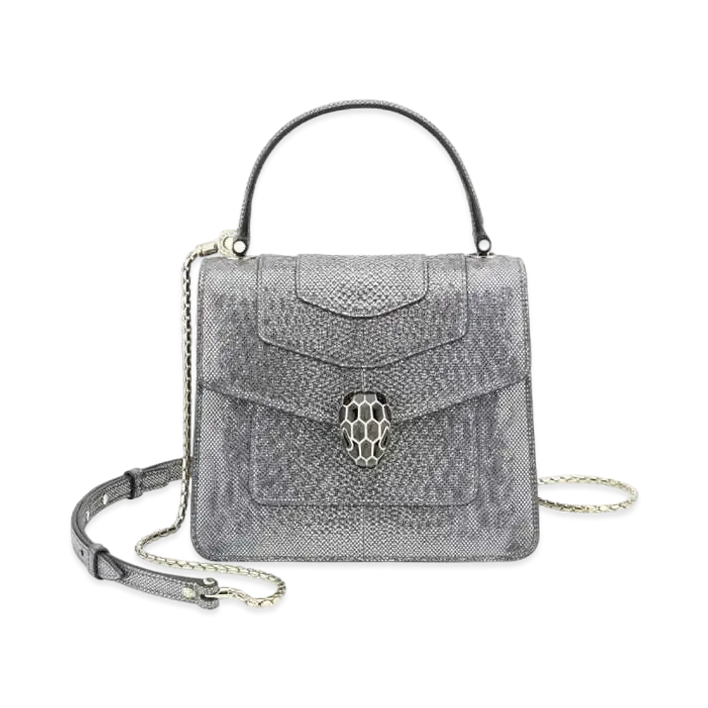 BVLGARI Serpenti Forever Top Handle "Charcoal Diamond Gray"