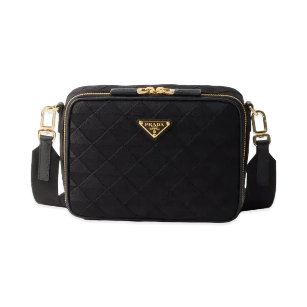 PRADA Brique Embroidered Fabric Bag "Black"