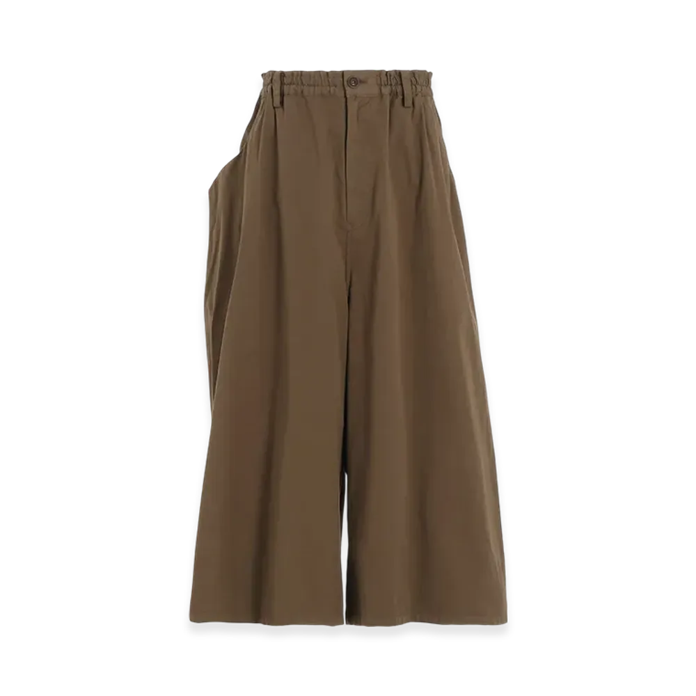 Y's Cotton Twill Garment Dye Right Side Drape Pants "Beige"
