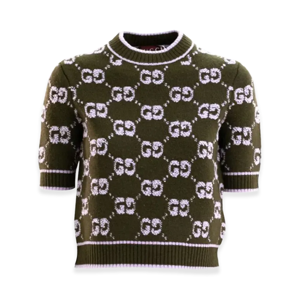GUCCI Women's Embroidered Wool Sweater "Printed"