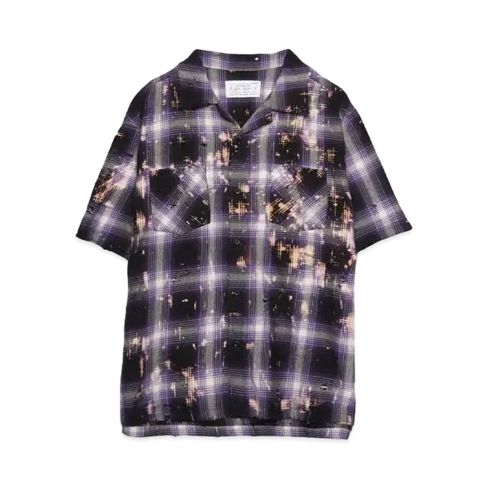 Rafu Bleached&damaged S/S shirt "PURPLE"