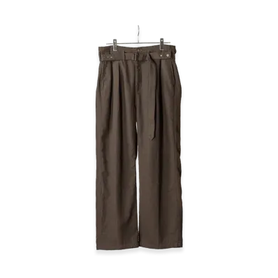 ANCELLM Wool Belted Wide Slacks "Brown"