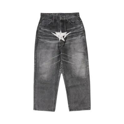 A BATHING APE Fake Print Sta Loose Fit Denim Pants "Black"