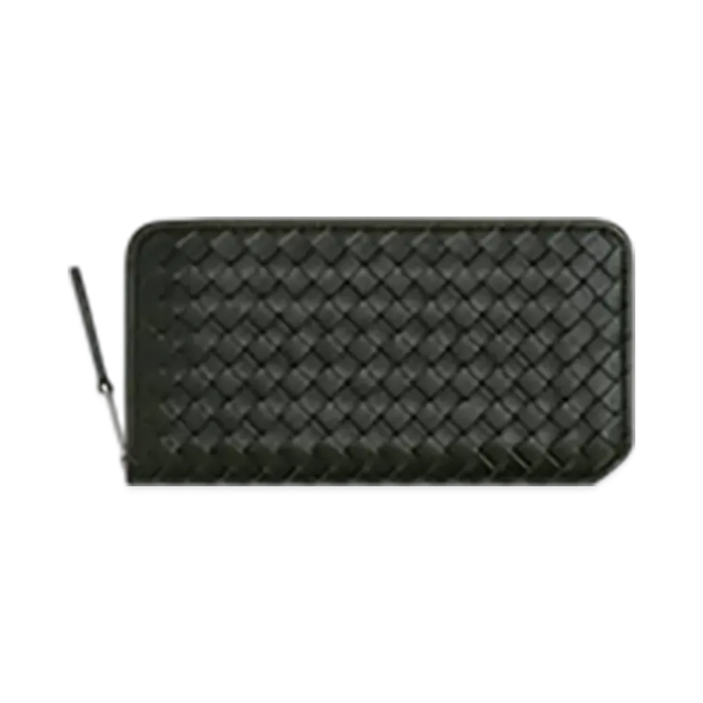 Bottega Veneta Intrecciato Piccolo Zip Around Wallet "Dark Green"