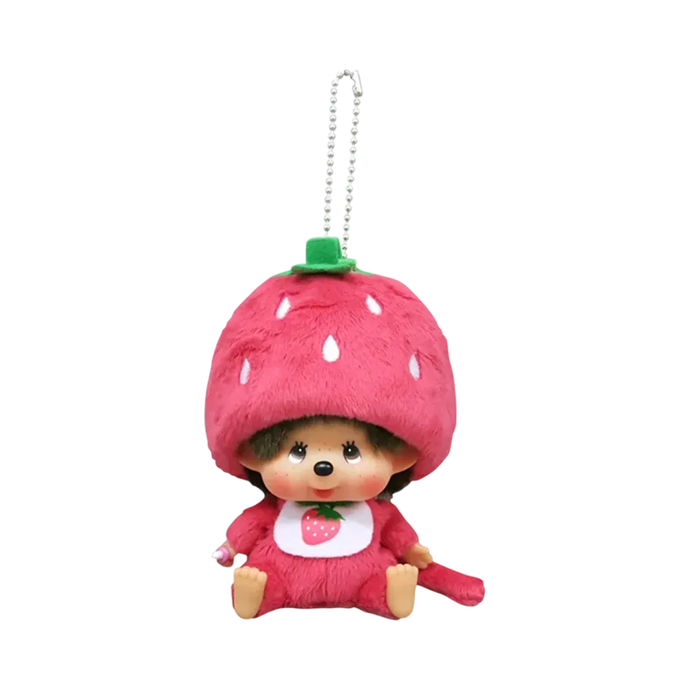 Sekiguchi Monchhichi Strawberry Monchhichi-san Kao-deka SS Size Keychain