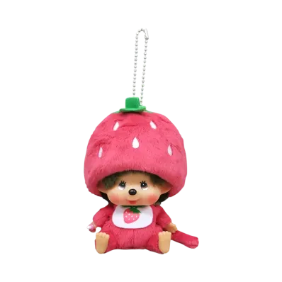 Sekiguchi Monchhichi Strawberry Monchhichi-san Kao-deka SS Size Keychain