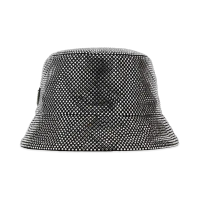 PRADA Women's Embellished Fabric Bucket Hat "Black"