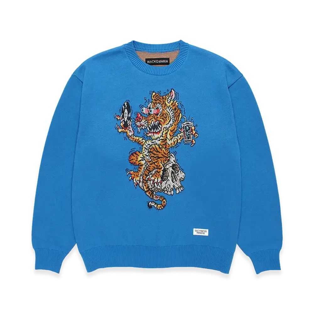 WACKO MARIA Tim Lehi / Jacquard Knit Sweater "Blue"