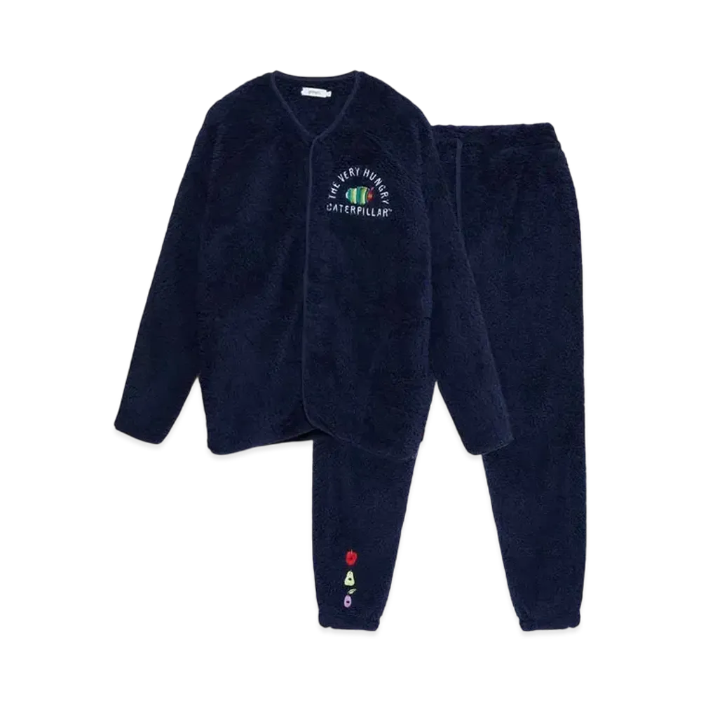 graniph x Eric Carle Very Hungry Caterpillar College Boa Fleece Set Up "Navy"