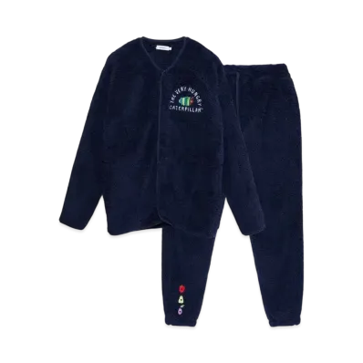 graniph x Eric Carle Very Hungry Caterpillar College Boa Fleece Set Up "Navy"