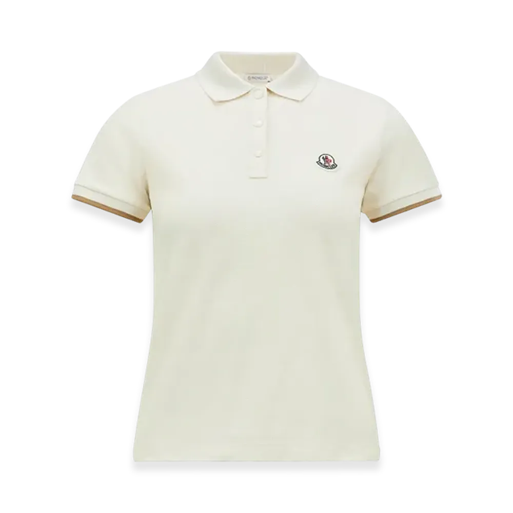 MONCLER Logo Patch Cotton Piquet Polo Shirt "White"