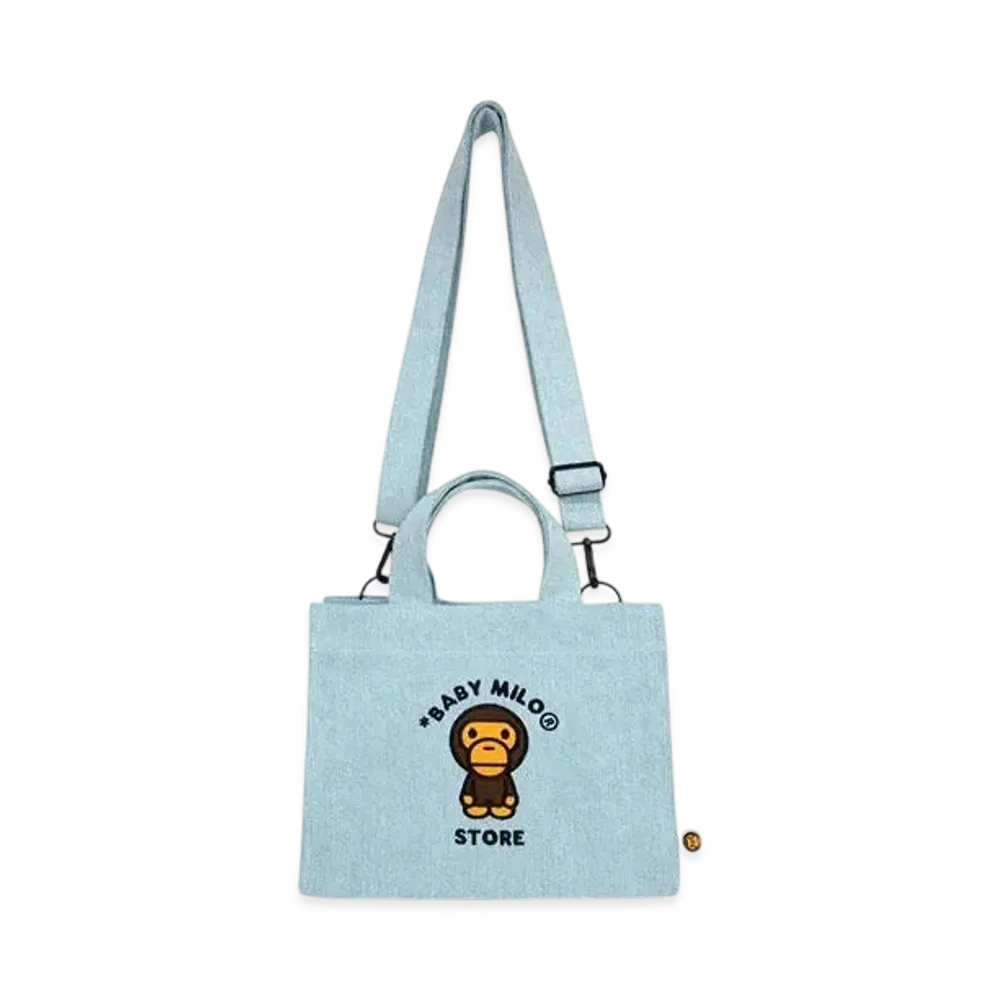 A BATHING APE Baby Milo Denim Small Tote Bag "Light Indigo"