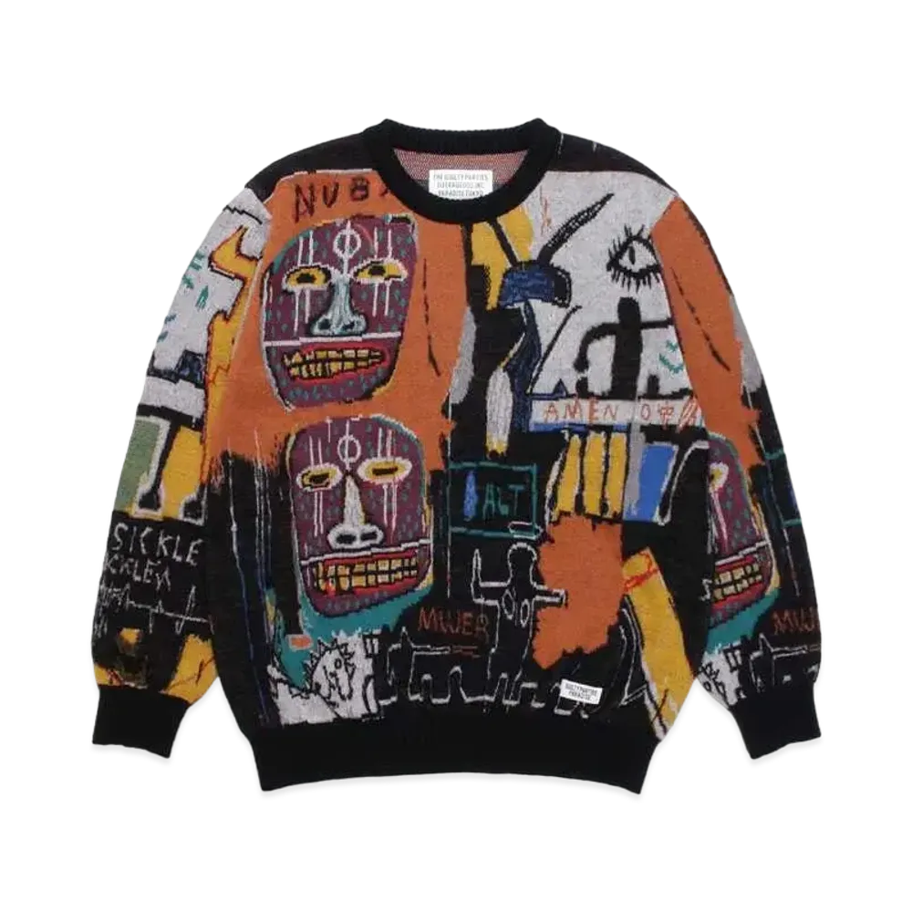 WACKO MARIA Jean-Michel Basquiat / Mohair Knit Jacquard Sweater "One"